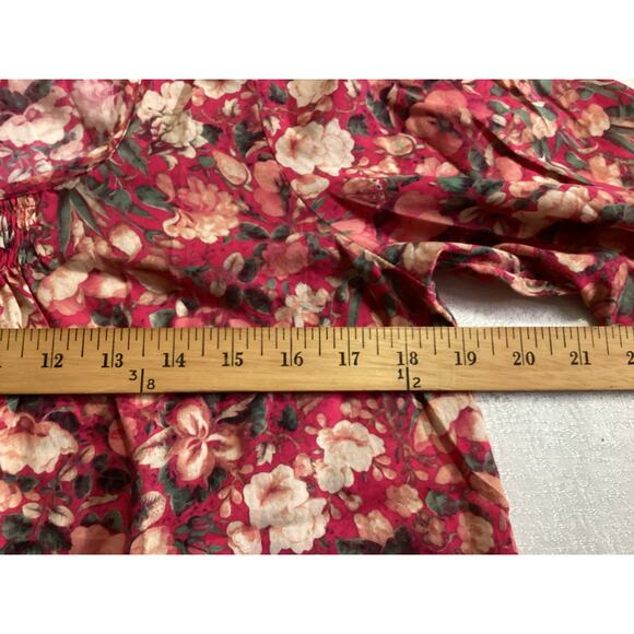 Peruvian Connection, Hibiscus "Vintage Rose" floral pattern Top size Small - Picture 7 of 9
